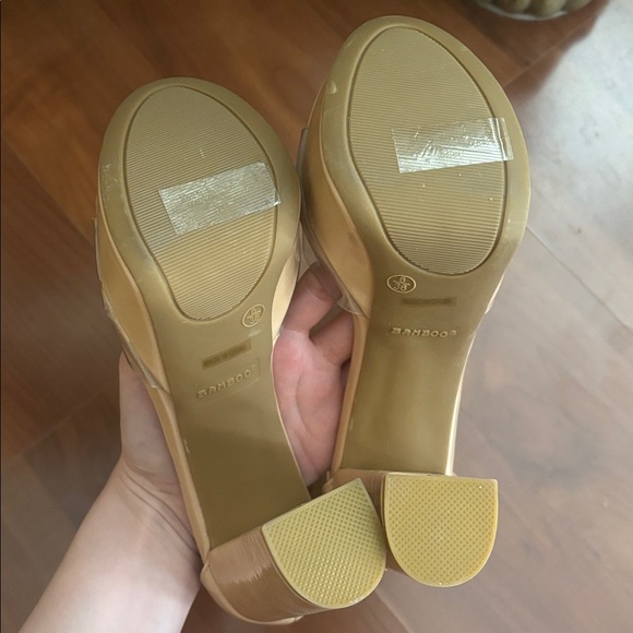 BAMBOO Tan Block Heel Slingback Heels - Picture 8 of 10